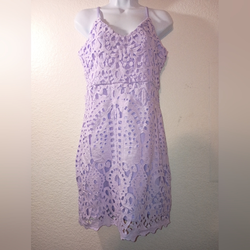 Lulu's Lavender Lace Mini Dress